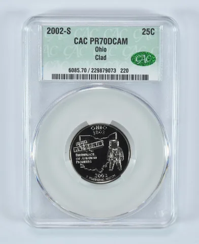 2002-S State Quarter Ohio Clad PR70 DCAM CAC CACg