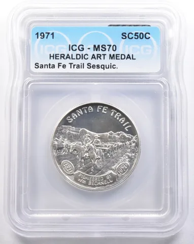 1971 So Called Half Dollar Santa Fe Trail Sesquicentennial MS70 ICG
