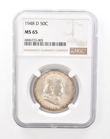 1948-D Franklin Half Dollar MS65 NGC Crusty Original Tone a6937