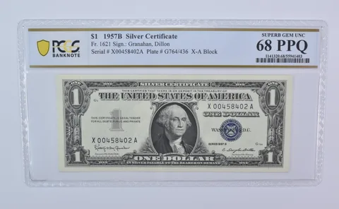 1957 B $1 Silver Certificate Fr#1621 Superb Gem Unc 68 PPQ PCGS *8119