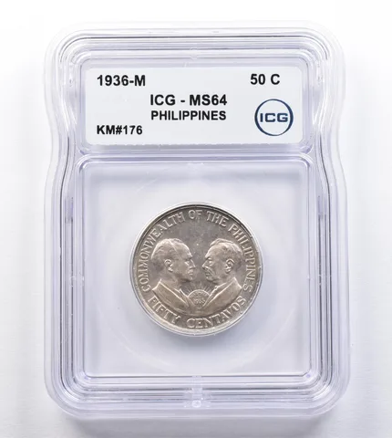 1936 M Philippines 50 Centavos KM#176 MS64 ICG *2028