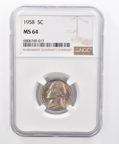 1958 Jefferson Nickel MS64 NGC Beautiful Tone *2683