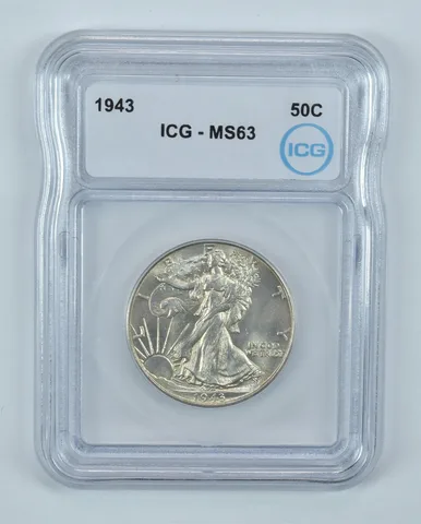 1943 Walking Liberty Half Dollar MS63 ICG