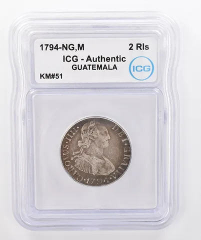1794 NG M Guatemala 2 Reales KM#51 Authentic ICG Beautiful Tone a0281