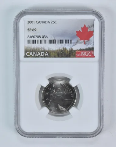 2001 Canada 25 Cent Caribou SP69 NGC Canada Label