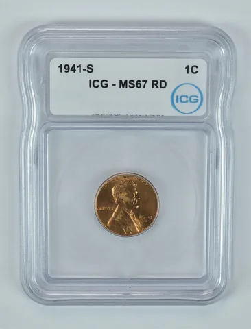 1941-S Lincoln Wheat Cent MS67 RD ICG
