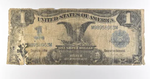 1899 $1 Silver Certificate Black Eagle Blue Seal Large Note Fr#232 *4615