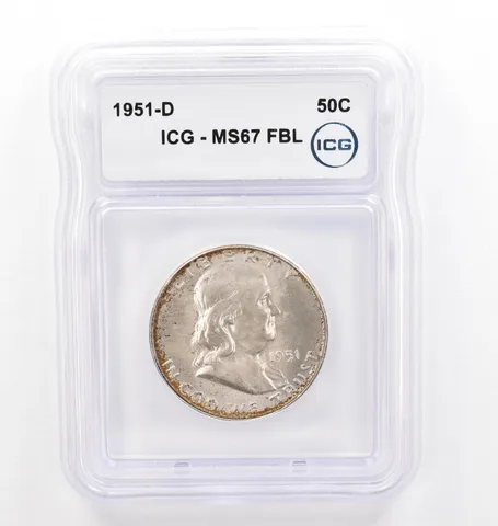 1951-D Franklin Half Dollar MS67 FBL ICG Beautiful Tone *0236