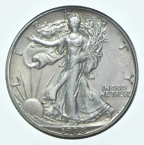BU 1938-D Walking Liberty Half Dollar Uncirculated 90% Silver