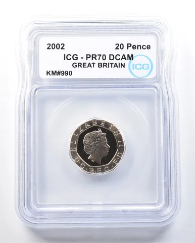 2002 Great Britain 20 Pence KM#990 PR70 DCAM ICG *8992