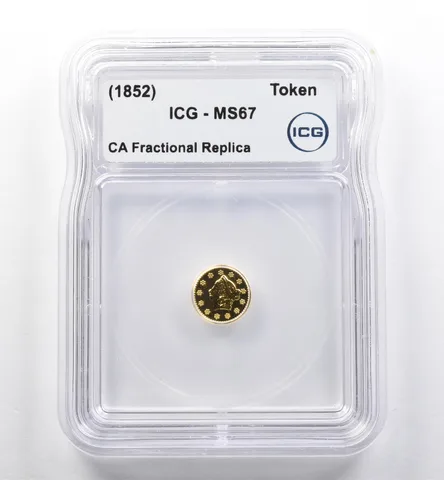 (1852) California Fractional Gold Token Liberty Head 1/2 Dollar MS67 ICG *7428
