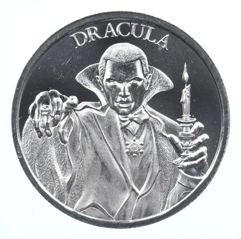 VINTAGE Art Bar/Round 2023 Intaglio Mint Dracula 1 Oz. .999 Silver 1 T Oz *887