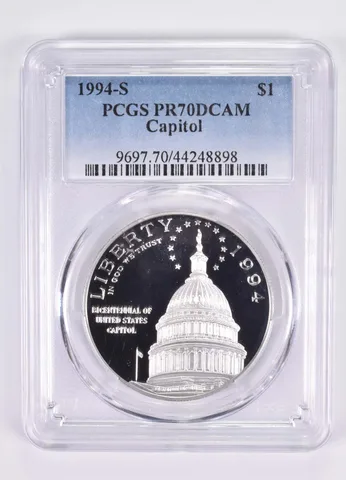 1994-S Capitol Bicentennial Commemorative Dollar PR70 PCGS Blue Label