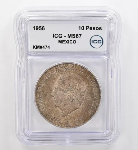 1956 Mo Mexico 10 Pesos KM#474 MS67 ICG Beautiful Tone *9501
