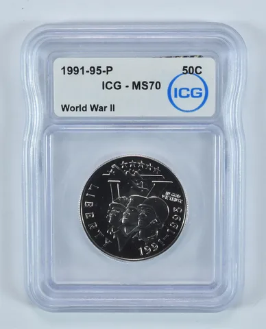 1991-95-P World War 2 WWII Commemorative Half Dollar MS70 ICG