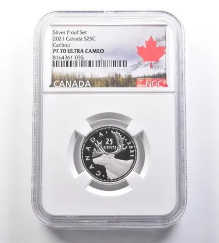 2021 Canada 25 Cents Silver Proof Set Caribou PF70 UCAM NGC a7092