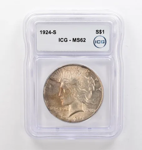 1924-S Peace Silver Dollar MS62 ICG Beautiful Tone *9779