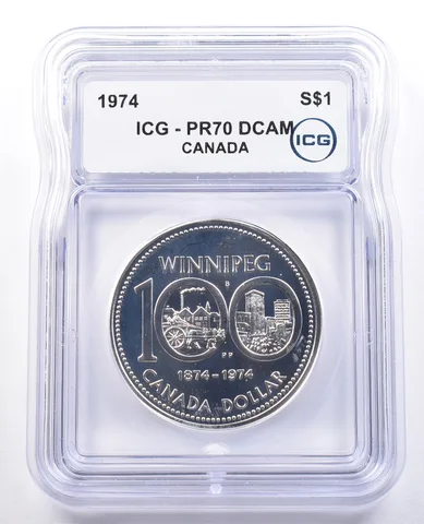 1974 Canada 1 Dollar Silver Winnipeg PR70 DCAM ICG