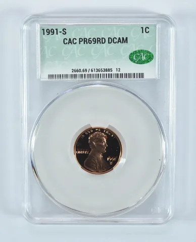 1991-S Lincoln Memorial Cent PR69 RD DCAM CAC CACg