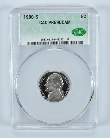 1980-S Jefferson Nickel PR69 DCAM CAC CACg