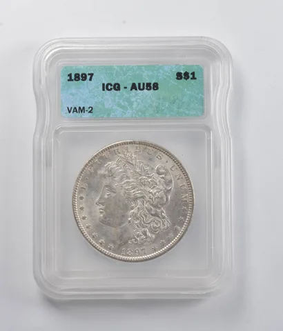 AU58 1897 Morgan Silver Dollar VAM-2 ICG a5908