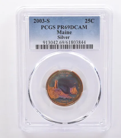 2003-S Washington State Quarter Maine Silver PR69 DCAM PCGS Beautiful Tone *8792