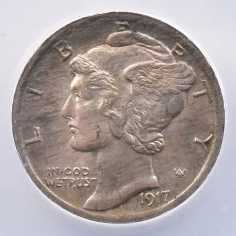 1917 Mercury Dime FB MS65 ICG Beautiful Tone *2415