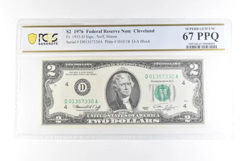 1976 $2 Cleveland OH FRN Fr#1935-D Superb Gem Unc 67 PPQ PCGS *0429