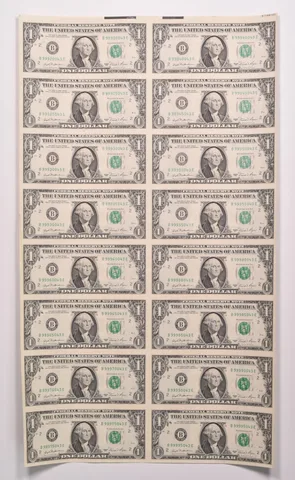 Lot (16) 1981 $1 New York NY FRN Green Seal Uncut Sheet a8152