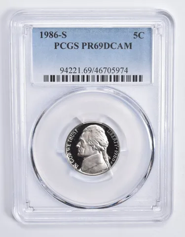 1986-S Jefferson Nickel PR69 DCAM PCGS Blue Lbl