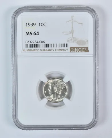 1939 Mercury Dime MS64 NGC Brown Label