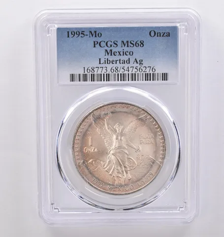 1995 Mo Mexico 1 Onza Silver Libertad MS68 PCGS Beautiful Tone *8950