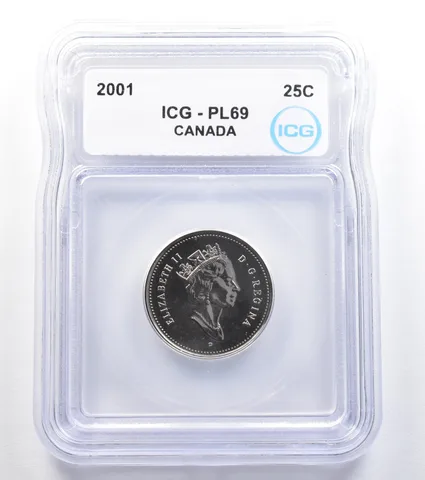 2001 P Canada 25 Cents PL69 ICG a7921