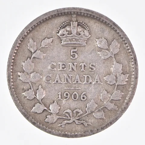 Better Date - 1906 Canada 5 Cents World Coin- Silver *289