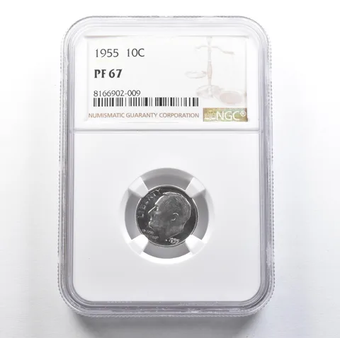 1955 Roosevelt Dime PF67 NGC PQ Cam Look *7656