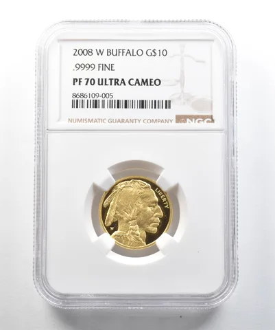 2008-W $10 American Gold Buffalo 1/4 Oz Gold .9999 PF70 UCAM NGC