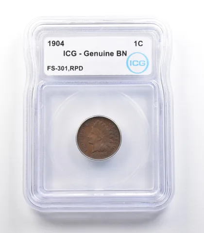 1904 Indian Head Cent Mint Error FS-301 RPD Genuine BN ICG *2298
