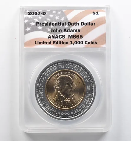 2007-D Presidential Oath Dollar John Adams MS65 ANACS *9057