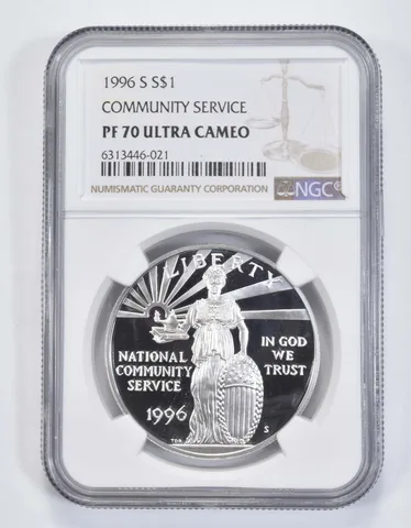 1996-S Community Service Commemorative Silver Dollar PF70 UCAM NGC