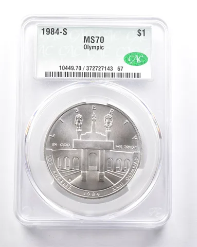 MS70 1984-S Olympic Coliseum Commemorative Dollar CAC CACG *6293