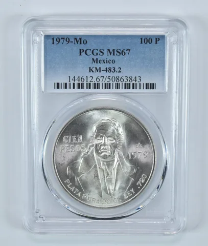 1979 Mo Mexico 100 Pesos MS67 PCGS Blue Label