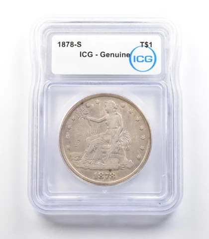 1878-S Seated Liberty Trade Silver $1 Genuine ICG S Clunch Counterstamp *2418