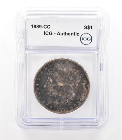 1889-CC Morgan Silver Dollar Authentic ICG Nice Tone a3137