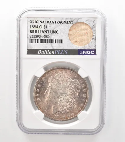 1884-O Morgan Silver Dollar Original Bag Fragment BU NGC Beautiful Tone *3626