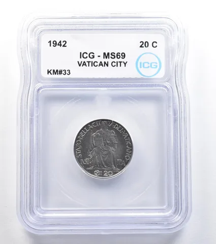 1942 Vatican City 20 Centesimi KM#33 MS69 ICG *8017