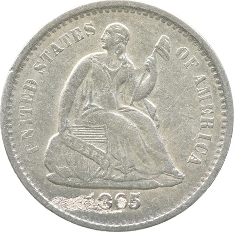 1865-S Seated Liberty Half Dime a0537
