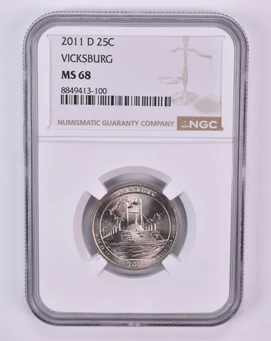 2011-D Washington Quarter Vicksburg ATB MS68 NGC Brown Label