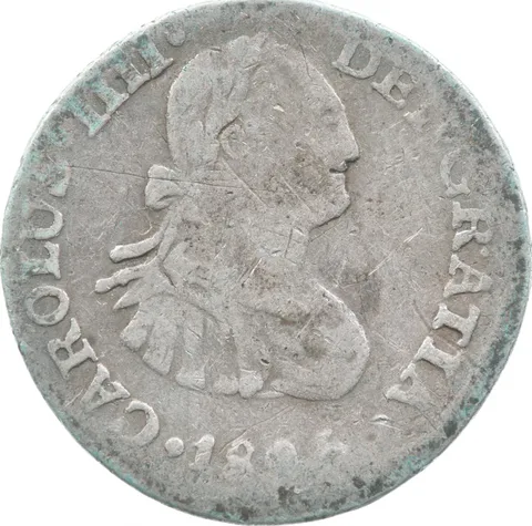 1806 Mo/TH Mexico 1/2 Real Shipwreck Coin 1.6g *9576