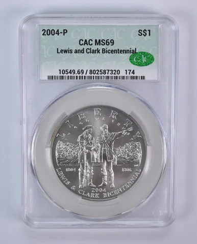 2004-P Lewis & Clark Commemorative Silver Dollar MS69 CAC CACg