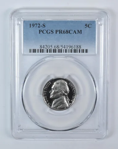 1972-S Jefferson Nickel PR68 CAM PCGS Blue Label
